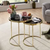 FineBuy Como Schwarz Gold Metall Glas 2er Set