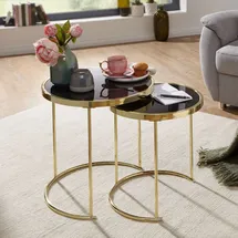 FineBuy Como Schwarz Gold Metall Glas 2er Set