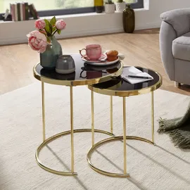 FineBuy Como Schwarz Gold Metall Glas 2er Set