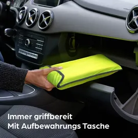 Prowiste 4 Warnwesten Auto Set mit Tasche – e EN ISO 20471, – Ideal für Auto, BAU – Universalgröße - Gelb