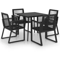 vidaXL 5-tlg Garten-Essgruppe PVC Rattan Schwarz