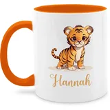 Tasse Tassen 325ml - Tiger mit Namen - Zootiere Tiermotiv - 325 ml - Orange - name personalisierte tigermotiv personalisieren tiger, geschenke motiv und