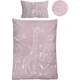 biberna Kinderbettwäsche Kinder-Bettwäsche, Baumwolle, Melange-Flanell Tiermotive lila