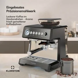 Klarstein GrandPresso Siebträgermaschine schwarz + Tassenwärmer