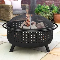 Harrier Outdoor Feuerschalen [5X Stilen] – Feuerschalen für den Garten | Geeignet für Holz & Kohle | Optionaler Grillrost (Feuerschale + Grillrost, Feuerschale mit Funkenschutz [107 cm])