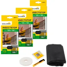 Schellenberg Fliegengitter-Gewebe für Fenster ohne bohren 100 x 100 cm Grau/Weiß