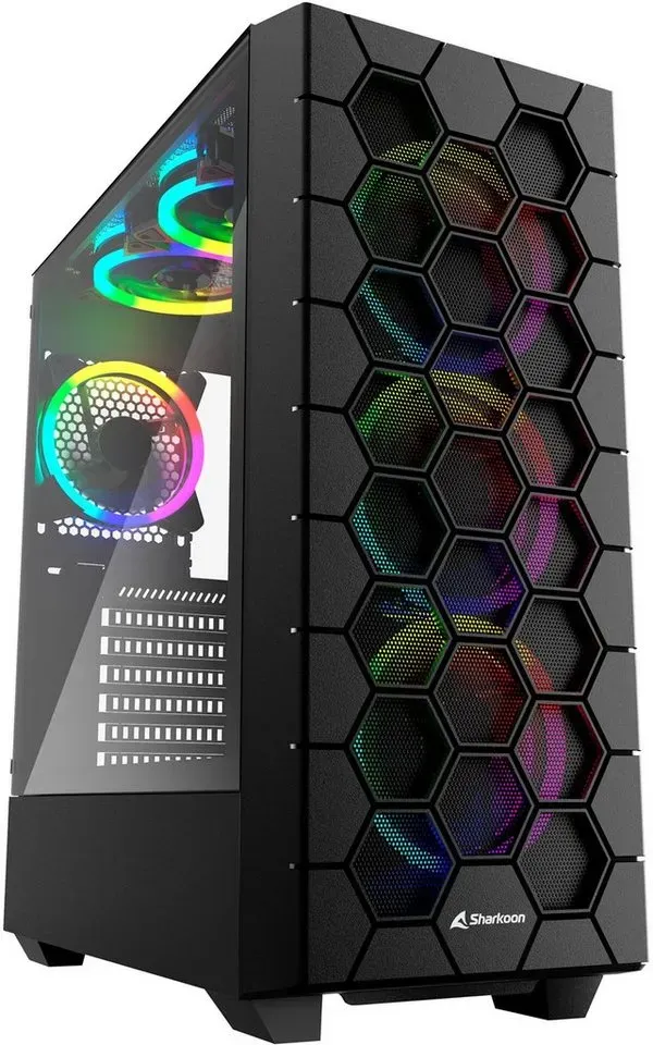 Sharkoon PC-Gehäuse Sharkoon RGB HEX, Tower-Gehäuse, (Seitenteil aus schwarz