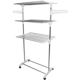 Drumm Vertikaler Wäscheständer im Tower-Typ, Metall-Kleiderregale mit 6 Klappflügeln und 4 Rädern, ausziehbarer vertikaler Wäscheständer, faltbarer Wäscheständer, Balkon, Wäscherei