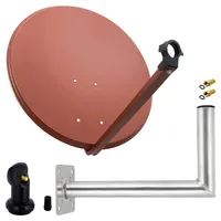 PremiumX SAT Anlage 80cm Ziegelrot Satellitenschüssel Single LNB Wandhalter