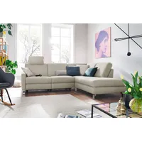 Ecksofa 3C CANDY "Mainau modern und elegant, mit gutem Sitzkomfort, L-Form", grau (platin), B:257cm H:89cm T:220cm, Struktur ( 100% Polyester);Luxus-Microfaser weich: 98% Polyester, 2% Nylon, ;Struktur weich (mit Wasser zu reinigen): 16% Baumwolle, 79% Polyester, 5% Polyacryl, Sofas, Ecksofa, wahlweise mit elektrischer Relaxfunktion, Federkern