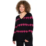 Ulla Popken Pullover mit Herzen Schwarz 58-60