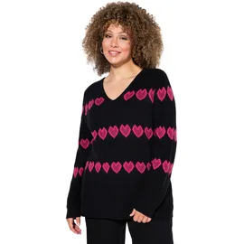 Ulla Popken Pullover mit Herzen Schwarz 58-60