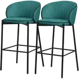 ML-Design Barhocker 76 cm gepolstert 2er Set Petrol