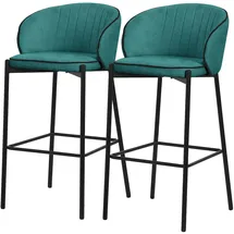 ML-Design Barhocker 76 cm gepolstert 2er Set Petrol