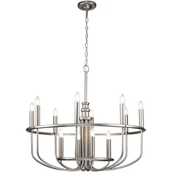 Capitol Hill Kronleuchter mit 12 Lichtern, gebürstetes Nickel - KL-CAPITOL-HILL12-BN
