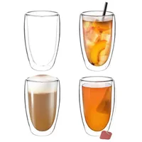 Impolio Latte-Macchiato-Glas 4x450ml Doppelwandige Gläser: Borosilikat Thermogläser, glas weiß