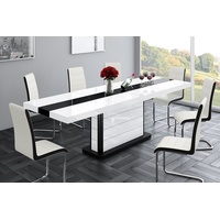 designimpex Esstisch Design Tisch HE-555 Weiß - Schwarz Hochglanz ausziehbar 160 bis 260 cm schwarz|weiß