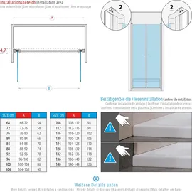 i-flair Duschtür 96-100 cm - Höhe: 185 cm aus satiniertem 6 mm ESG Sicherheitsglas