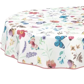 ANRO Wachstuchtischdecke Oval 160 x 140 cm Schmetterlinge