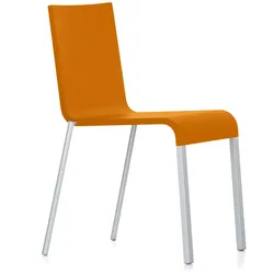 Vitra - .03 Stuhl stapelbar, pulverbeschichtet silber glatt / mango (Filzgleiter)