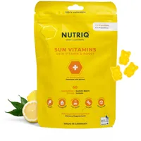 NUTRIQ Vitamin D Gummies für Kinder und Erwachsene vegan - lecker auch ohne Zucker und Gelatine (150g) - laborgeprüft - 60 Stück (2 Monatsvorräte) Vitamin D Gummibärchen zuckerfrei Vitamin D3 Kids