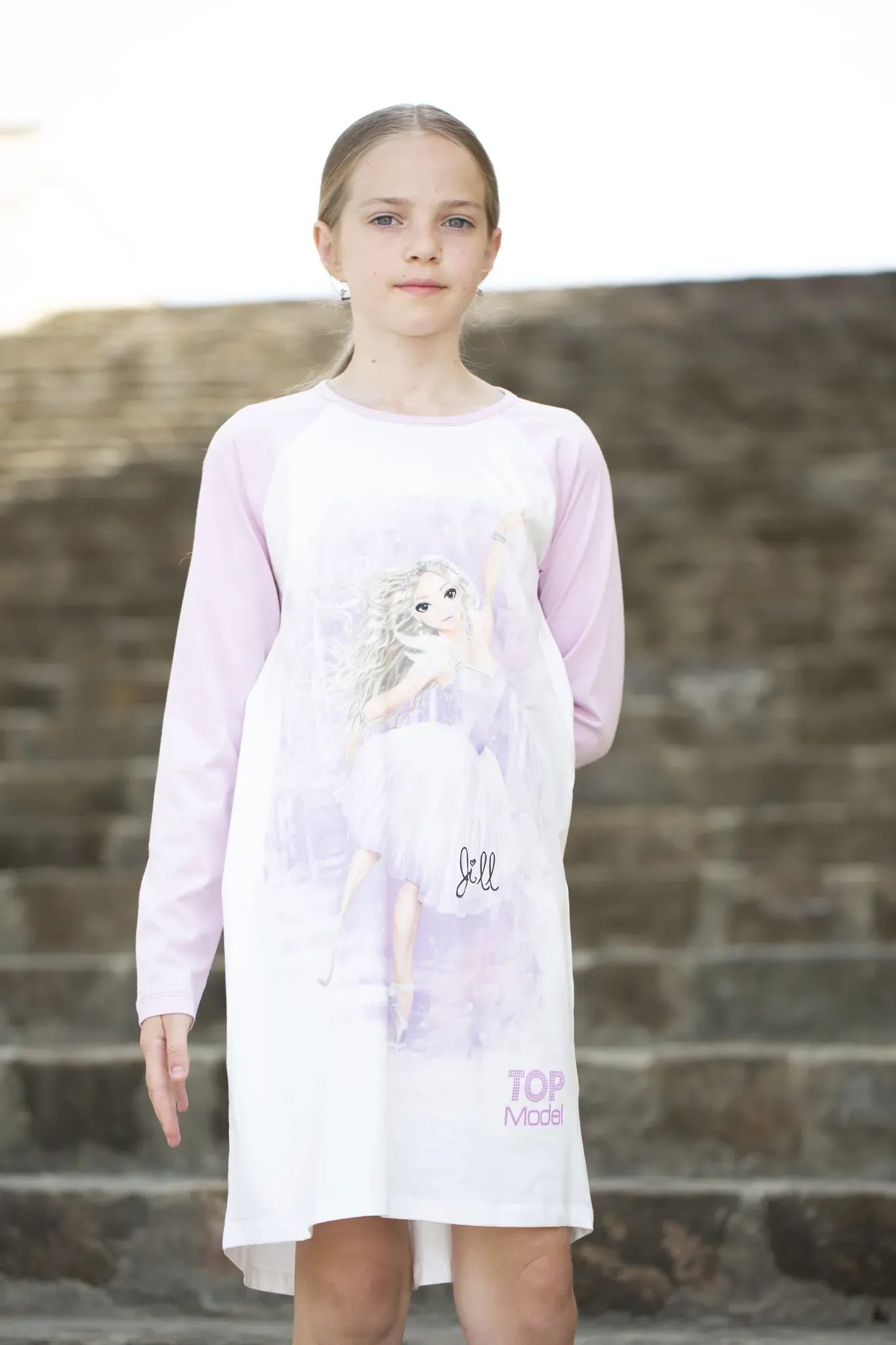 Nachthemd TOPMODEL, Mädchen, Gr. 140, N-Gr, rosa (pink lavender), Single Jersey, Obermaterial: 100% Baumwolle, bedruckt, Rundhals, Kleider Nachthemd, mit TOP Model Druck