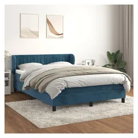 vidaXL Boxspringbett mit Matratze Dunkelblau 140x200 cm Samt