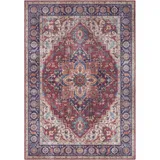 Nouristan Anthea Asmar Wohnzimmerteppich Orient-Touch Detailiertes Muster Florales Kurflor Flachgewebe Teppich für Esszimmer, Wohnzimmer, Schlafzimmer – Pflaumenrot, 160x230cm, Polyester, 160x230 cm