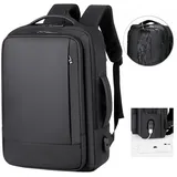 RWEUOQ Reiserucksack Rucksack Erweiterbarer Laptop Rucksack Wasserdicht + USB-Ladeanschluss (1 Rucksack mit USB-Ladeanschluss und erweiterbarem Design, Rucksack, USB-Anschluss und verstellbaren Schultergurten), Wasserabweisend, erweiterbar, komfortabel und atmungsaktiv schwarz
