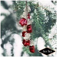 Antikas Christbaumkugelnset, Stern, rot, Weihnachten, 4er Set