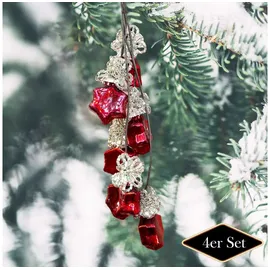 Antikas Christbaumkugelnset, Stern, rot, Weihnachten, 4er Set