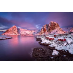 Fototapete PAPERMOON "Photo-Art DAVID MARTIN CASTAN, NORWEGEN FJORD", bunt, B:5,00m L:2,80m, Vlies, Tapeten