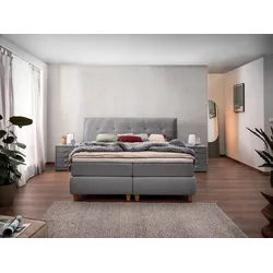 Boxspringbett ALINA "Luella", grau (dunkelgrau tcm 89), B:204cm L:214cm, Komplettbetten, Boxspringbett, ADA trendline Boxspringbett, inkl. Matratze und Viscoschaum-Topper