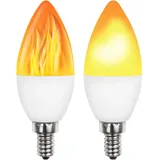 Luminea 2er-Set LED-Lampen mit Flammeneffekt, 3 Beleuchtungs-Modi, E14, 2 W,