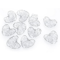Draht-Herzen, silber, 4 cm, 10 Stück
