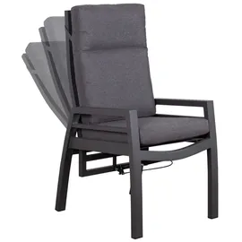Mr. Deko Granada Ausziehtisch 160-210 cm & 6 Merida Relaxsessel  inkl. Hocker  grau