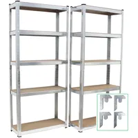 Trutzholm Schwerlastregal 170x75x30 cm Metall silberfarben 2er Set
