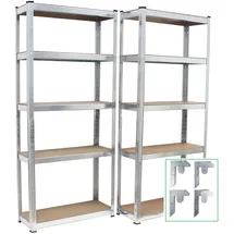 Trutzholm Schwerlastregal 170x75x30 cm Metall silberfarben 2er Set