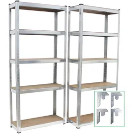 Trutzholm Schwerlastregal 170x75x30 cm Metall silberfarben 2er Set