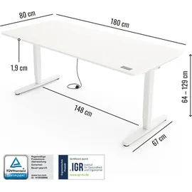 Yaasa Schreibtisch 180 x 80 cm Weiß