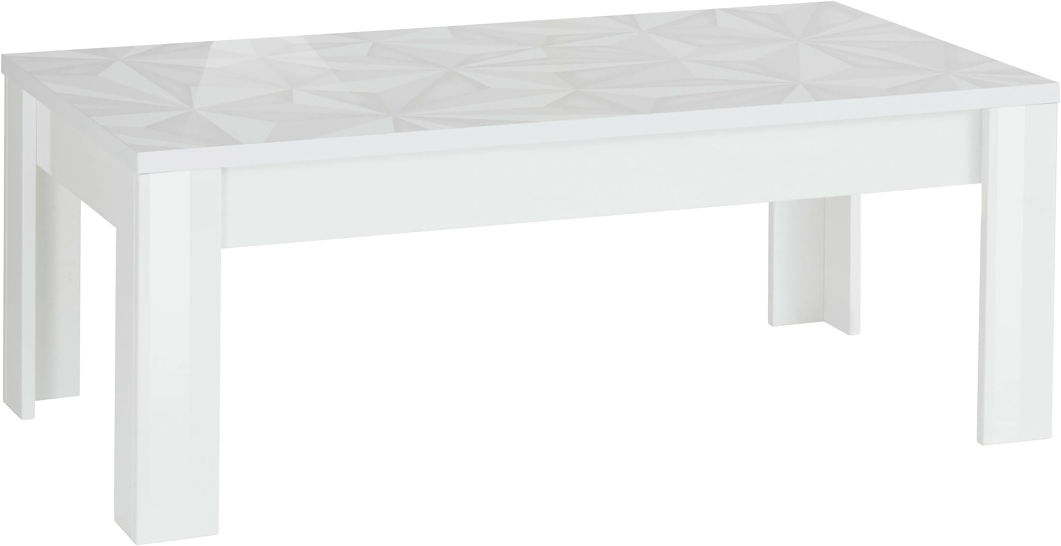 Couchtisch INOSIGN "Prisma" Tische weiß (weiß hochglanz lack, mit siebdruck lack) Couchtisch Eckige Couchtische eckig Breite 122 cm