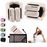 BECOJADDE Gewichtsmanschetten fuß 0.45 KG Je Gewichte für Beine und Arme Set 2 Ankle Weights Handgelenk Gewichte Knöchelgewichte Fussgewichte für Joggen Cardio Aerobic Krafttraining Beige