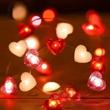 LED Lichterkette Herzen,2M 20LED Herzförmige Lichterketten Batteriebetrieben,Herz Fairy Lights,Herz Lichterkette für Valentinstag Hochzeit Jahrestage Party Deko