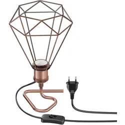 ledscom.de Tischlampe RETRA, Schalter, bronze matt, E27 Fassung, Käfig-Schirm, bronze