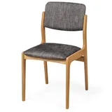 Woodek Esszimmerstuhl, Beige, Textil, Echtholz,Eiche, 1-Sitzer, 53x83x45 cm, FSC 100%, Esszimmer, Stühle, Esszimmerstühle, Vierfußstühle