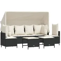 VidaXL 5-tlg. Garten-Sofagarnitur mit Kissen Schwarz Poly Rattan