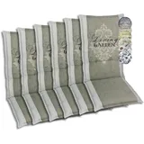 GO-DE Textil Bequeme und attraktive Polsterauflagen für Hochlehner-Gartenstühle (6er-Set, Wappen Living Garden beige, Hochlehner)