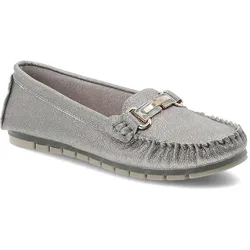Silberne Mokassins S.Barski Schlupfschuhe, 40