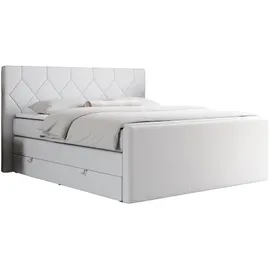 MKS Meble Boxspringbett Weiß, Textil, 2-Sitzer, H4, Rechteckig, 140x200 cm, Schlafzimmer, Betten, Boxspringbetten