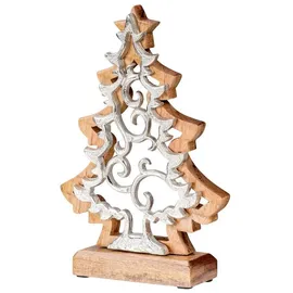 levandeo Deko Baum Aufsteller 25 cm Natur/Silber